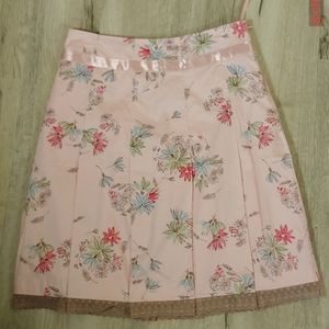 Janeville pink cotton pleated lined skirt NEW sz S/M
